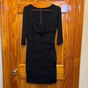 White House Black Market Black Long-Sleeve Layered Sheath Dress